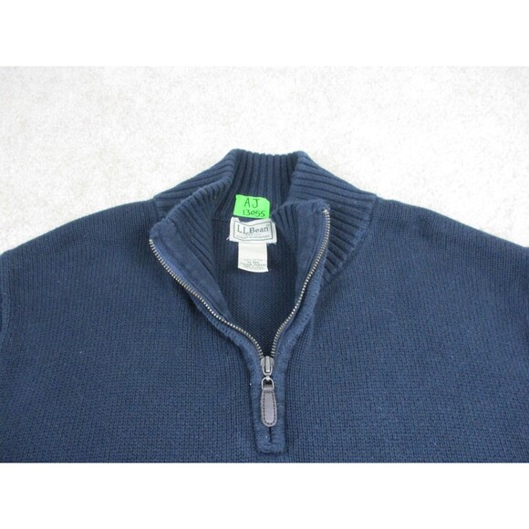LL Bean Sweater Adult Extra Large XL Blue Pullover Quarter Zip Preppy Mens - Picture 4 of 11